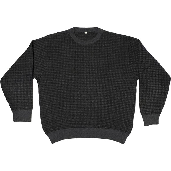 VTG 80’s Custom Made in Italy, Black & Charcoal Checkered Sweater - Picture 1 of 8